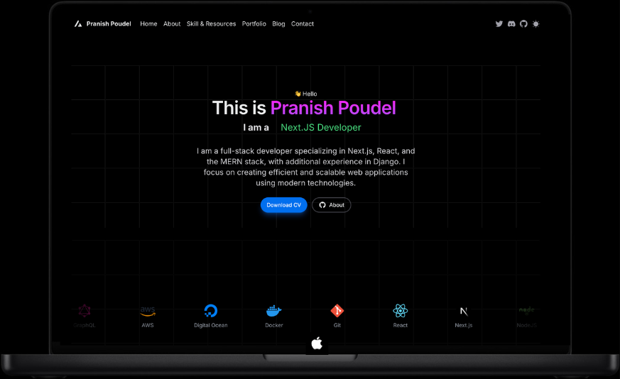 pranish.dev Has Clean User Interface